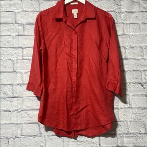Chico's Vibrant coral No-Iron Shirt